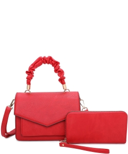 Fashion Ruched Top Handle 2-in-1 Satchel  LF22918 RED